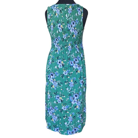 Croft and Barrow Smocked Floral Midi Dress Women's Petite Medium - Picture 2 of 4